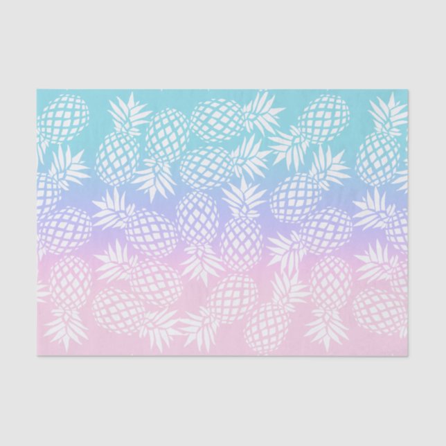 Elegantes Girly Gradient Ananas Muster farbenfroh Seidenpapier (Vorderseite)