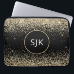 Elegantes Girly Modern Gold Black Glitzer Monogram Laptopschutzhülle<br><div class="desc">Gold und Black Imitats Glitzer und Sparkle Elegant Mit Monogramm Initials Case. Dieser Fall kann so angepasst werden,  dass er Ihren Anfangs- und Vornamen enthält.</div>