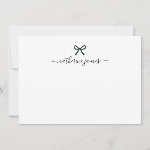 Elegantes Girly Monogram Name Script Niedlich Ribb Mitteilungskarte