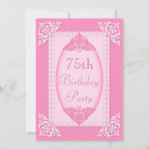 Elegantes, Girly Rosa-75. Geburtstag Einladung