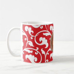 Elegantes girly rotes Blumenmustermonogramm Tasse