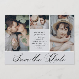 Elegantes Gitter  4 Foto Hochzeit Speichern Sie da Save The Date