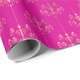 Elegantes Glam Hot Pink Gold Muster Geschenkpapier