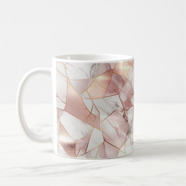 Elegantes Glam Rose Gold Agate Marble Muster Kaffeetasse (Links)