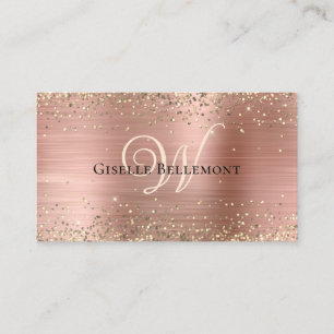 Elegantes Glamour Monogramm Falsches Roségold Glit Visitenkarte