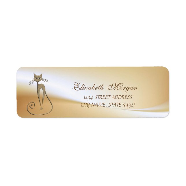 Elegantes glamouröses Cat Address Label- (Vorne)