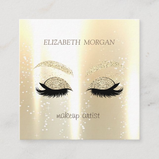 Elegantes glamouröses Gold Glitzer Imitate Lashes Quadratische Visitenkarte (Vorderseite)