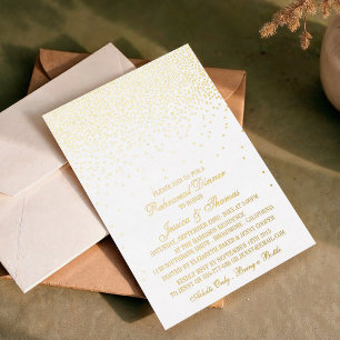 Elegantes glamouröses Konfetti-Hochzeitsprobedinne Folieneinladung