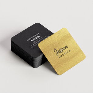 Elegantes glänzendes Gold modernes minimalistische Quadratische Visitenkarte