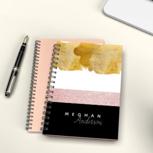 Elegantes glänzendes Gold- und Roségold personalis Notizblock