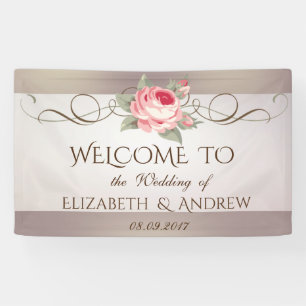 Elegantes Glänzendes Rosen Hochzeitsbanner Banner