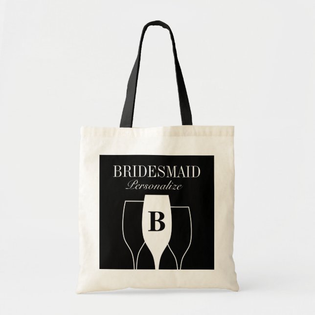 Elegantes Glas Monogramm Hochzeitstaschen Tragetasche (Vorne)