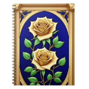 Elegantes Glasfenster mit goldener Rose Notizblock