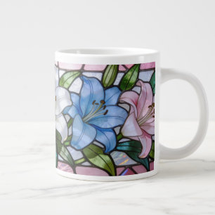 Elegantes Glaslilien-Blumendesign in weichem P Jumbo-Tasse
