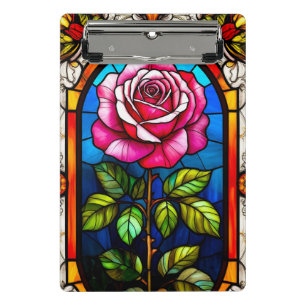 Elegantes Glasmalerei-Kunstwerk einer lebendigen R Mini Klemmbrett