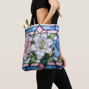 Elegantes Glasmalerei-Lilien-Blumendesign in weich