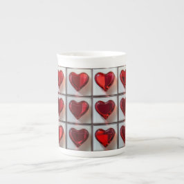 Elegantes glass-like Red Hearts - Box mit Liebe 💖 Prozellantasse