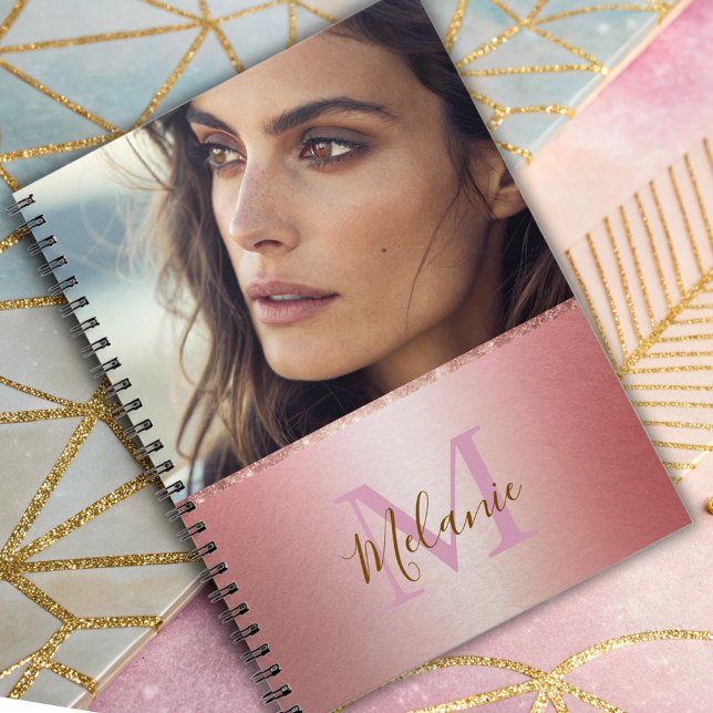 Elegantes gliterfarbenes Metallglas Monogramm Notizblock (Von Creator hochgeladen)