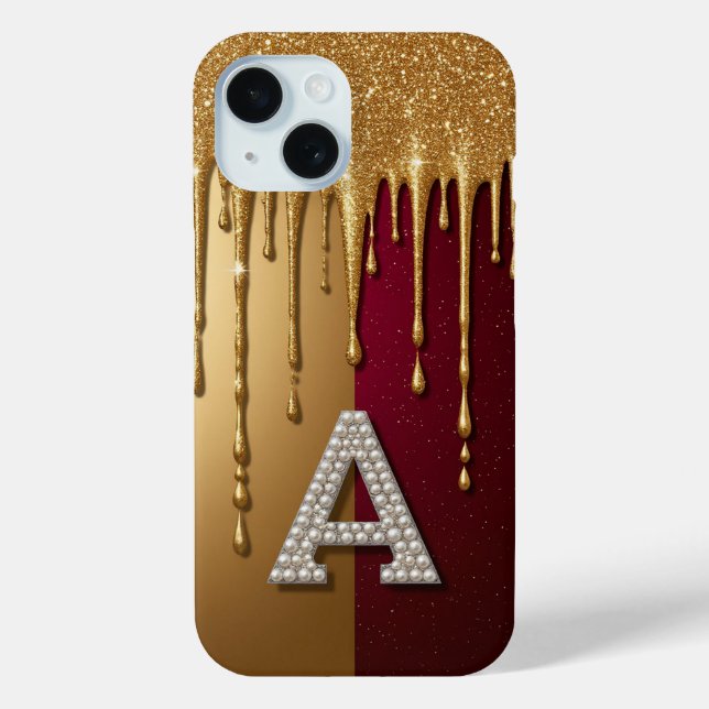 💎 Elegantes Glitter A Monogramm mit tropfendem Li Case-Mate iPhone Hülle (Rückseite)
