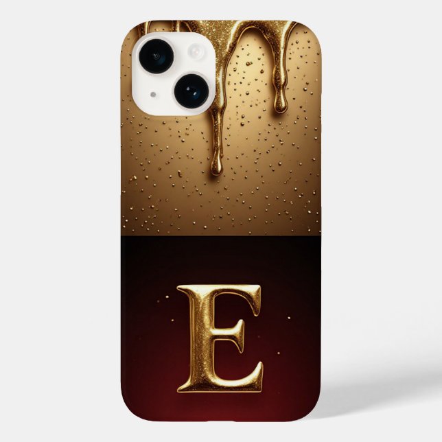 💎 Elegantes Glitter E Monogramm mit tropfendem Lu Case-Mate iPhone Hülle (Rückseite)