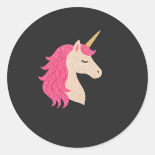 Elegantes Glitter-Einhorn mit funkelndem Stil Runder Aufkleber