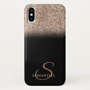 Elegantes Glitter Ombre Schwarz Monogramm Case-Mate iPhone Hülle