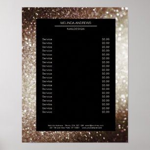 Elegantes Glitter Silber Gold Preisliste Poster