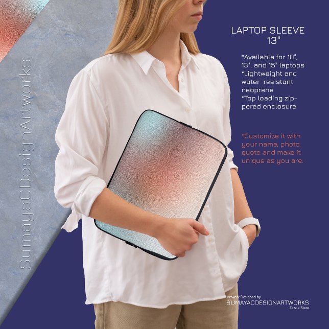 Elegantes Glittered Orange Light Blue Laptop Case (Von Creator hochgeladen)