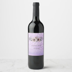 Elegantes Glitzer-Bokeh-Blumenmuster Weinetikett
