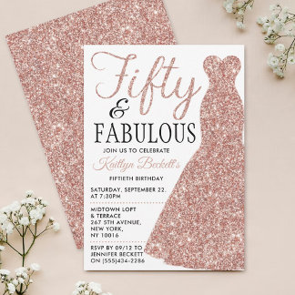 Elegantes Glitzer Dress | 50 & Fabulous Geburtstag Einladung