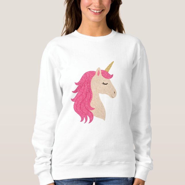 Elegantes Glitzer-Einhorn mit funkelndem Stil Sweatshirt (Vorderseite)