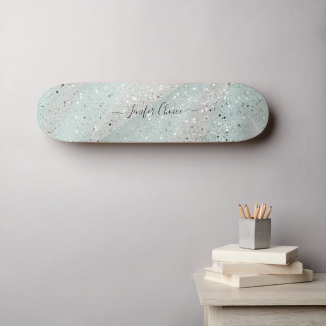 Elegantes Glitzer Individuelle Name Skateboard (Wandkunst (Horz))