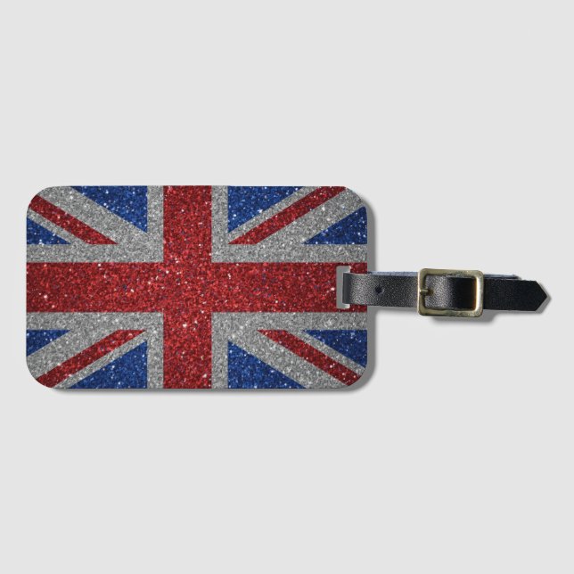 Elegantes glitzerndes patriotisches UK-Flagge Gepäckanhänger (Vorderseite (Horizontal))
