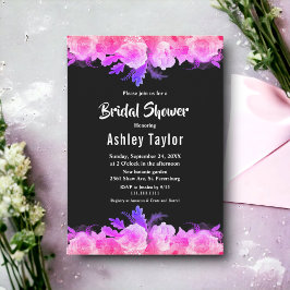 Elegantes Glow Rose Neon Floral Brautparty Einladung