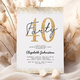 Elegantes Gold 40. Geburtstag Party Einladung