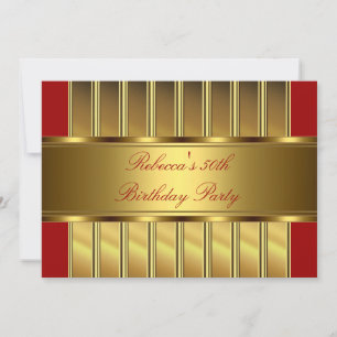 Elegantes Gold 50. Geburtstagsfeier Ereignis Rot 2 Einladung