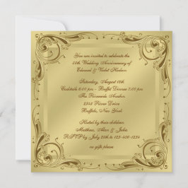 Elegantes Gold 50. Hochzeitliches Jubiläum Party Einladung