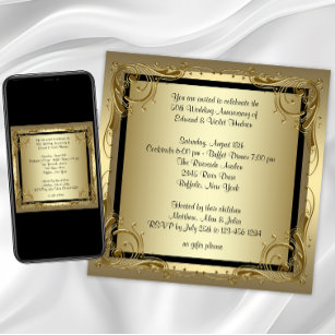 Elegantes Gold 50. Hochzeitliches Jubiläum Party Einladung
