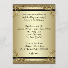 Elegantes Gold 50. Hochzeitliches Jubiläum Party Einladung