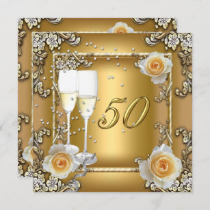Elegantes Gold 50. Hochzeitliches Jubiläum Party Einladung