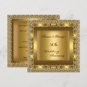 Elegantes Gold 50. Hochzeitliches Jubiläum Party Einladung