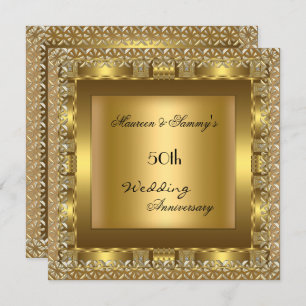 Elegantes Gold 50. Hochzeitliches Jubiläum Party Einladung
