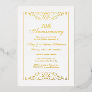 Elegantes Gold 50. Hochzeitstag Folieneinladung