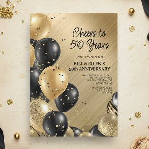 Elegantes Gold 50. Hochzeitstag-Jubiläum Einladung