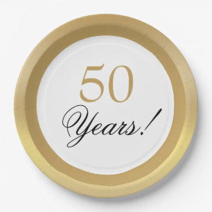 Elegantes Gold 50. Hochzeitstag Jubiläum Pappteller