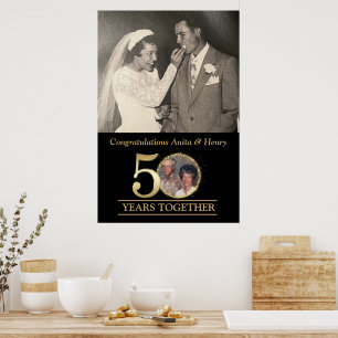 Elegantes Gold 50. Jubiläumsfoto Poster