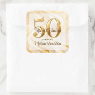 Elegantes Gold 50 und Fantastischer Geburtstag Quadratischer Aufkleber