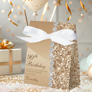 Elegantes Gold 90. Geburtstag Geschenkschachtel