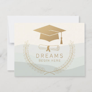 Elegantes Gold Abschluss Design | Träume beginnen Postkarte