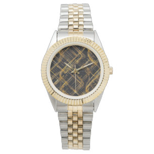 Elegantes Gold Abstrakt Line Dekoratives Muster Armbanduhr